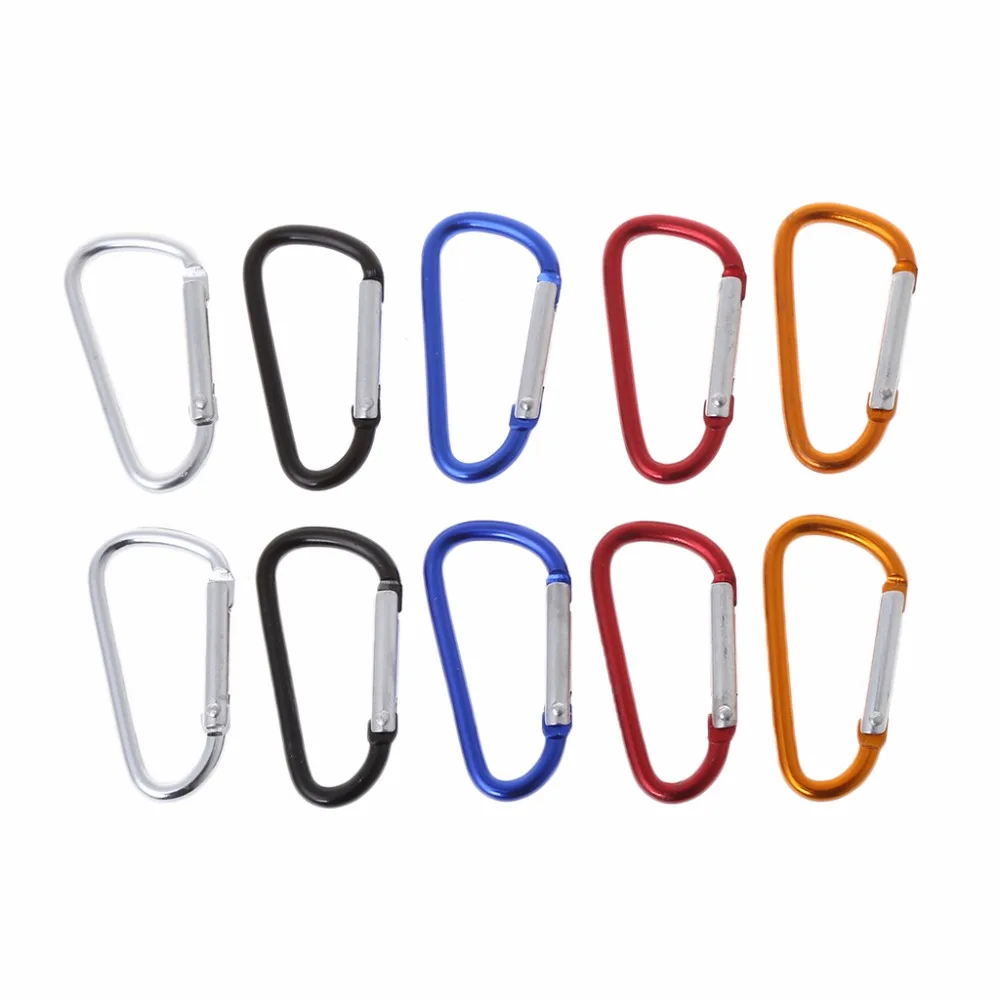 

10pcs Outdoor Aluminium Alloy Carabiner Safety Keychain Flashlight Hang Buckle