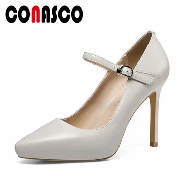 

CONASCO New Arrival Women Thin High Heels 10CM Mary Jane Wedding Party Shoes Woman Sexy Platforms Dancing Office Pumps Shoes