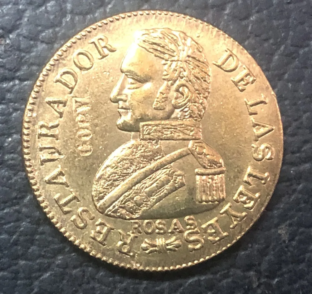 1842 La Rioja 2 Escudos Gold Имитация монеты