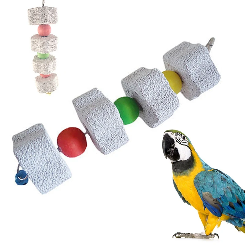

New Parrot Parakeet Chew Toy Lovely Pet Rabbit Bird Chinchilla Hamster Teeth Grinding Stone String Interesting Chew Toys