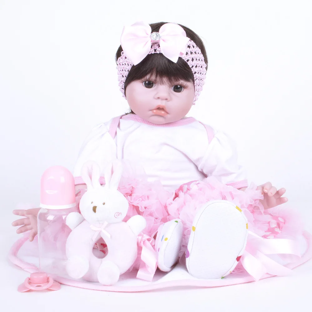 Reborn 55 см мягкий девиз тело Reborn Baby Doll игрушки большие куклы для девочек от 3 до 7 лет Детские куклы с тканью принцессы