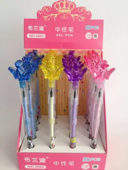 

20 pcs Gel Pens Cartoon Crown black colored gel-inkpens for writing Cute stationery office school supplies