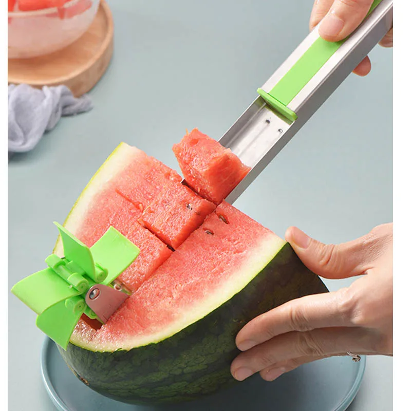 

25.5*10*3CM Watermelon Slicer Cutter Knife 304 Stainless Steel Windmill Melon Roller Cutter Fruit Vegetable Tools Kitchen Gadget