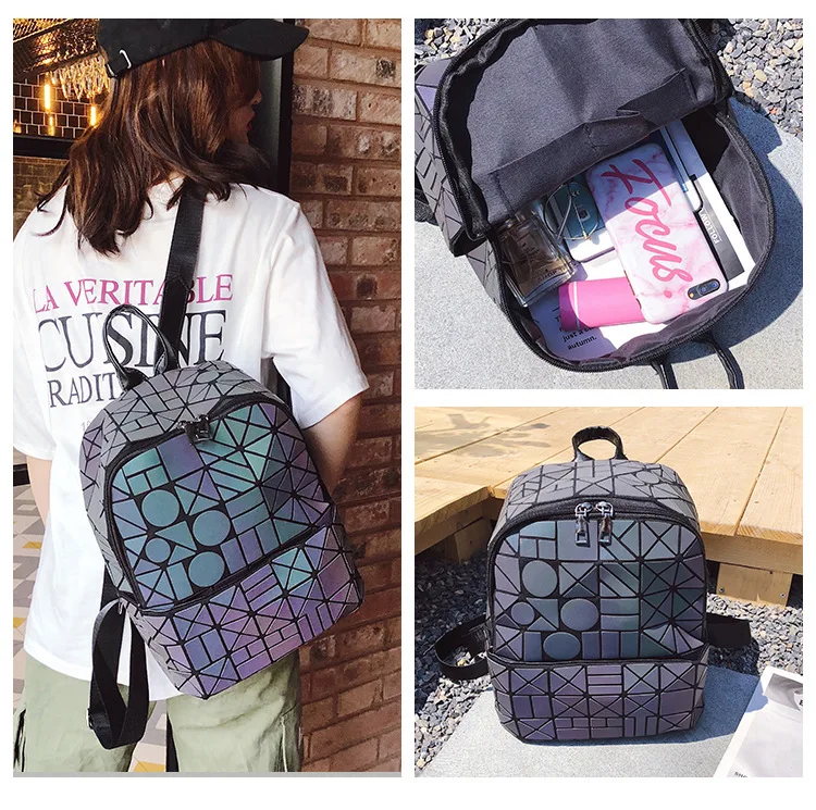 Рюкзак унисекс, рюкзак для путешествий, рюкзак для ноутбука, рюкзак с геометрическим рисунком, светящийся школьный рюкзак, сумка для подростков