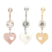 Нержавеющая сталь серебро/золото/розовое золото пирсинг пупка Кольца для женщин ювелирные изделия для тела любовь кулон