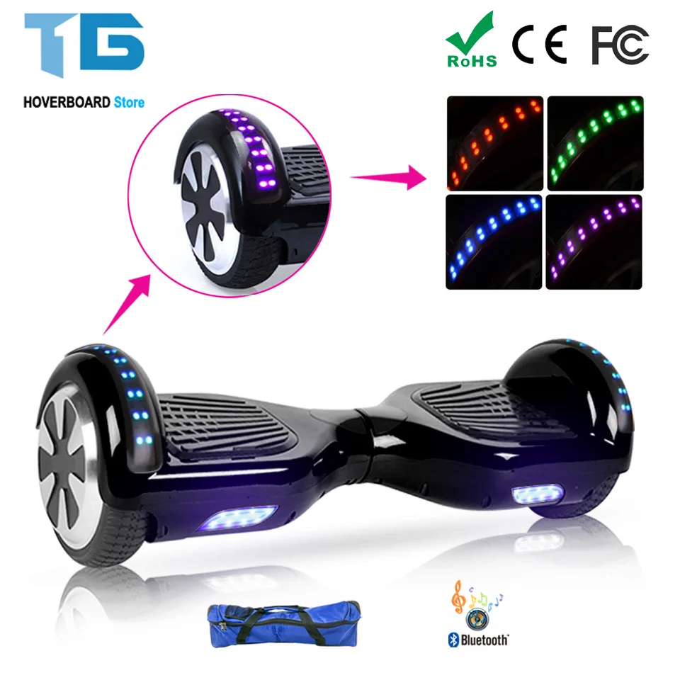 Интеллектуальный баланс борд Ховерборд вездеход дешевый Ховер доска за бортом скейтборд Электрический скейтборд электрические скутеры взрослых - Цвет: Black LED 6.5inch