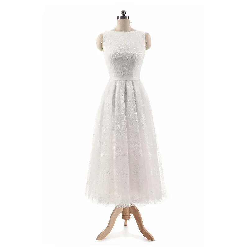 W JOLI Tea length Short Evening Dress Lace