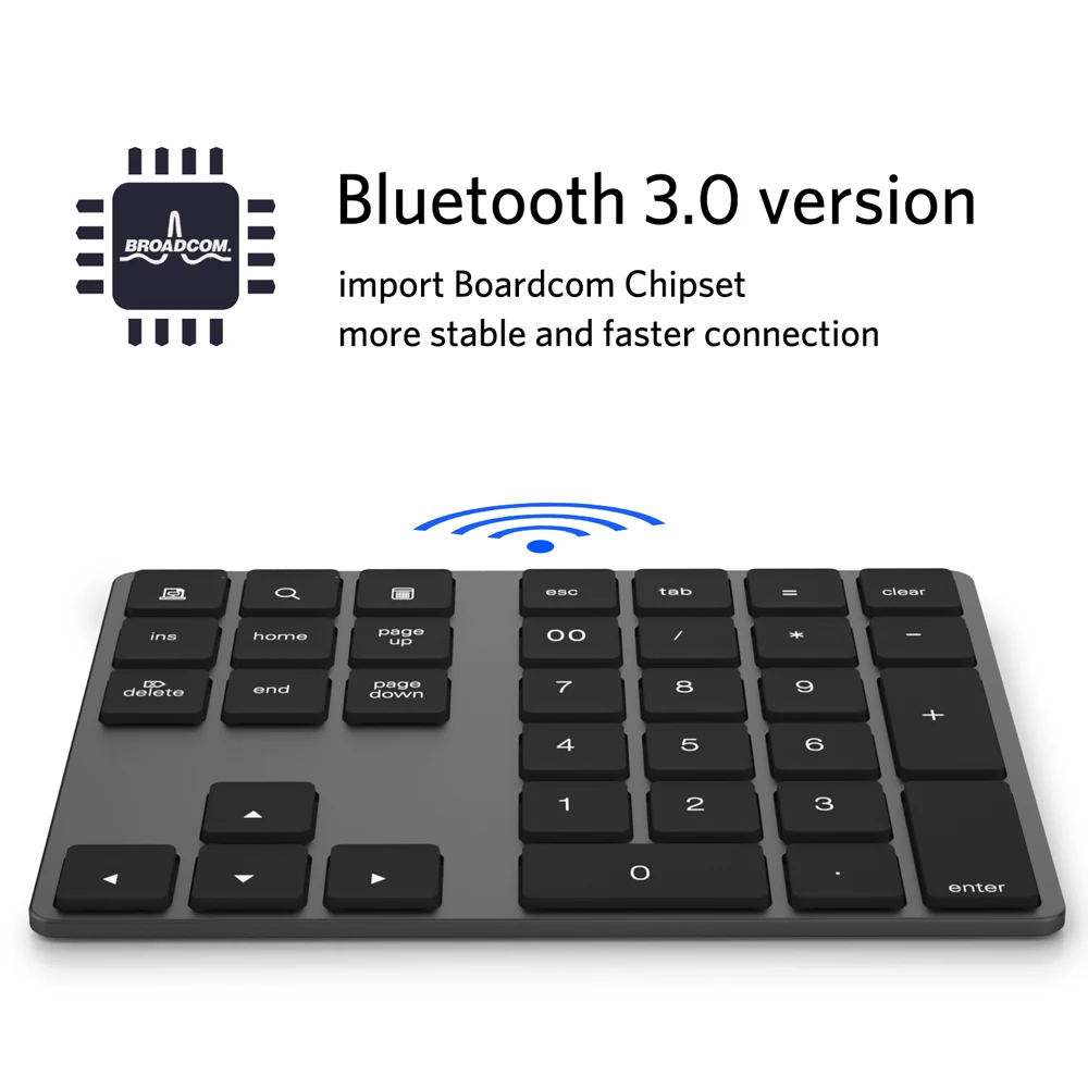 Aluminum Wireless Mini Keypads Numeric keypad BT Pad 34 Keys External Number Shortcut Keyboard | Компьютеры и офис