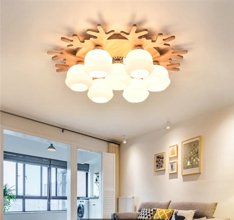 

Nordic style ceiling lamp led simple modern personality creative bedroom study dining room lighting wood