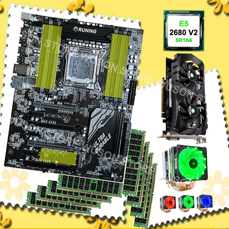 

Best brand X79 motherboard combo for gaming PC Intel Xeon E5 2680 V2 SR1A6 CPU cooler 8*16G 1600MHz RECC Video card GTX1050Ti 4G