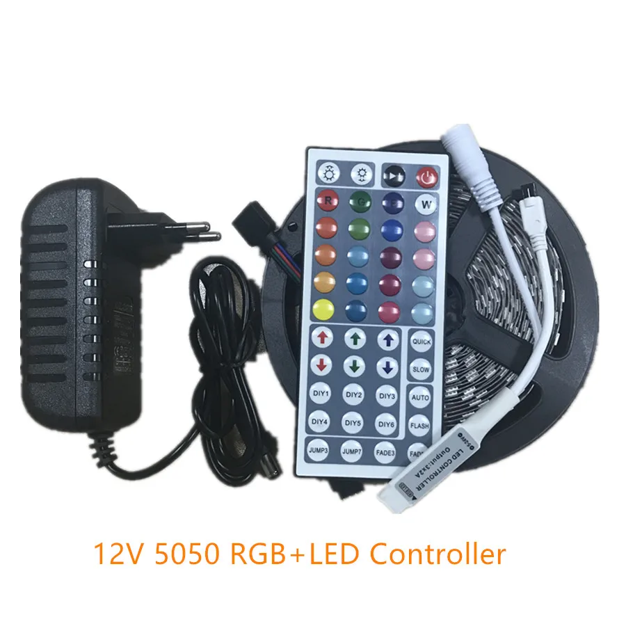 

SMD RGB LED Strip Light 5050 2835 5M LED Light rgb Leds tape diode led ribbon Flexible mini IR Controller dc 12V Adapter set