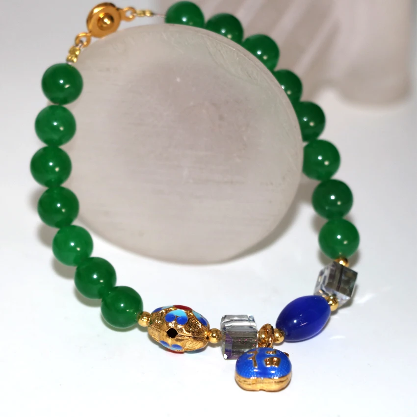 Нефрит Халцедон из натурального камня 8 мм круглые Амулеты Браслет с подвесками