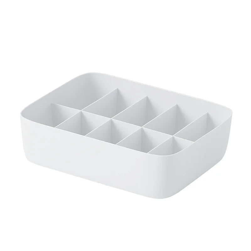 Высококачественная коробка для хранения нижнего белья из полипропилена, коробка для хранения бюстгальтера, нижнего белья, носков, коробка для хранения, настольная многосеточная коробка для хранения губ, артефакт - Цвет: White