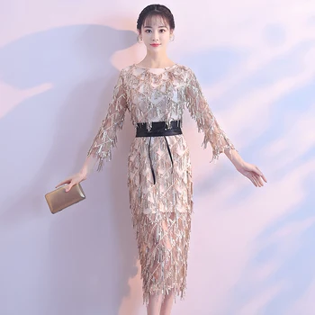 

Sexy Chinese Style Party Evening short Cheongsam Womens Slim Dress Marriage Gown Luxury Wedding Qipao Fashion Clothes Vestido