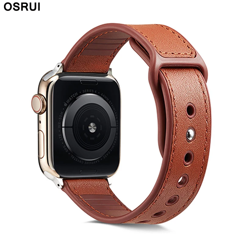 

Fashion Leather Strap for Apple watch band 42mm 38mm Silicone watchband correas 44mm 40mm bracelet belt iwatch 4 3 2 Accessories