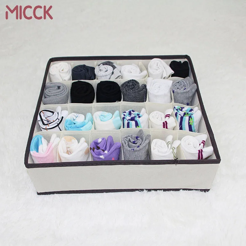 

MICCK 24 Grids underwear storage box home organizer boxes Foldable Socks Ties Non-woven Fabric underwear box storage organizer
