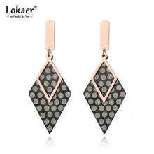 Lokaer мода двойной слои нержавеющая сталь геометрические серьги для женщин обувь девочек черный/розовое золото уха Jewelry обручение подарок E19064