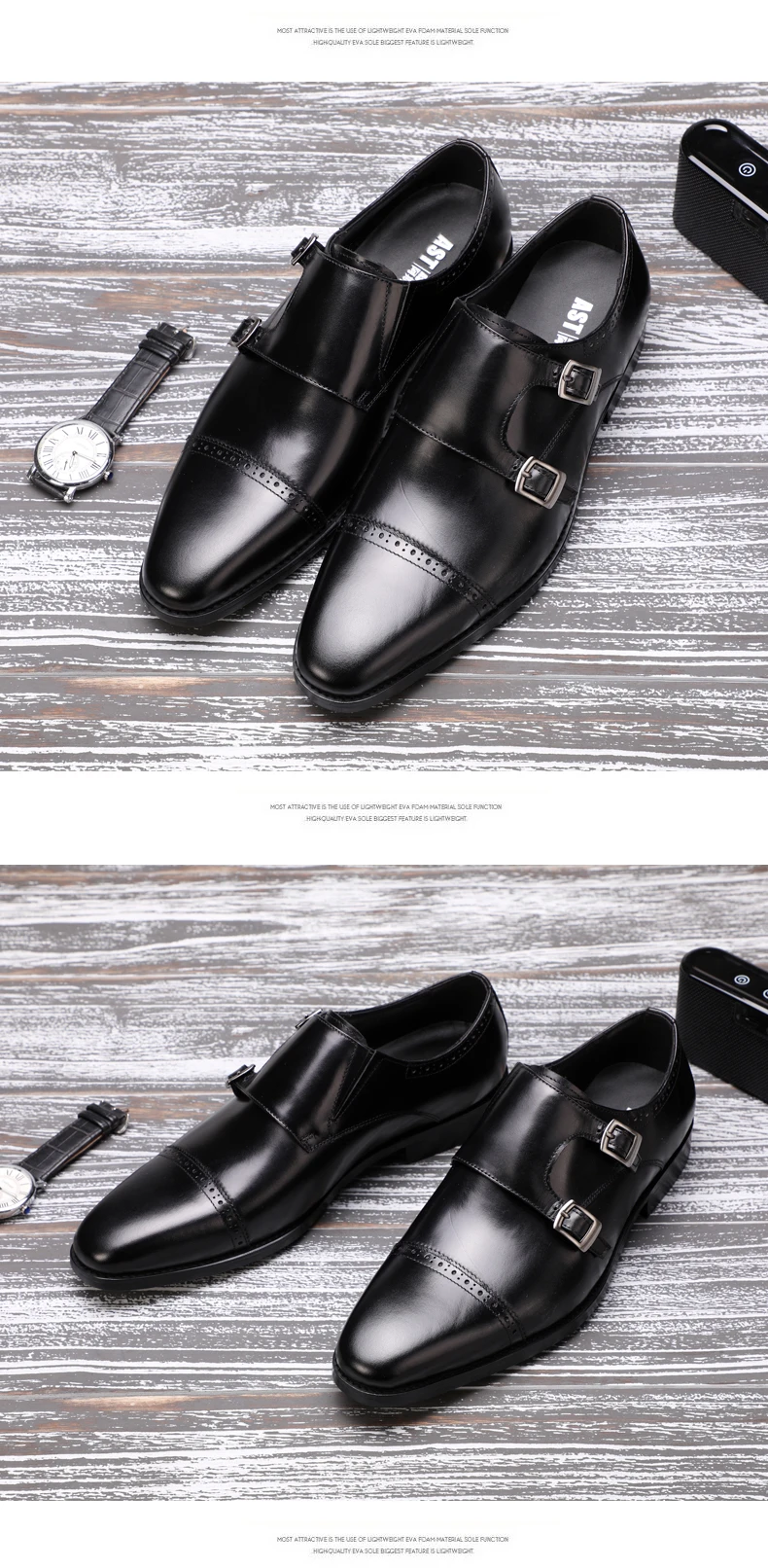 Men's Casual Shoes Mens Genuine Leather Oxfords Shoes Real Leather Shoes Men Leather Shoes Men Loafers Slip monk strap loafers   (5)