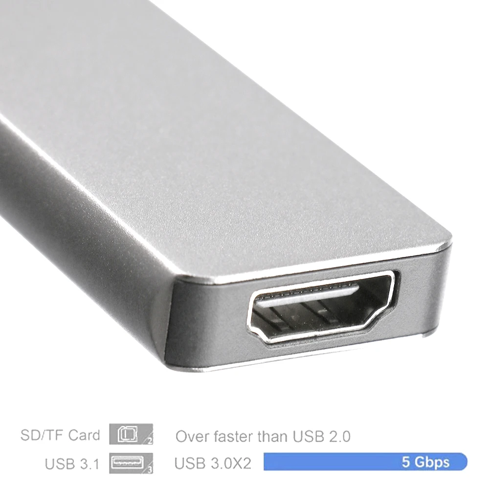 Pro 5 в 1 type C концентратор 4K HDMI выход 2 USB 3,0 порт SD/TF кард-ридер USB-C конвертер многопортовый адаптер для MacBook Chromebook