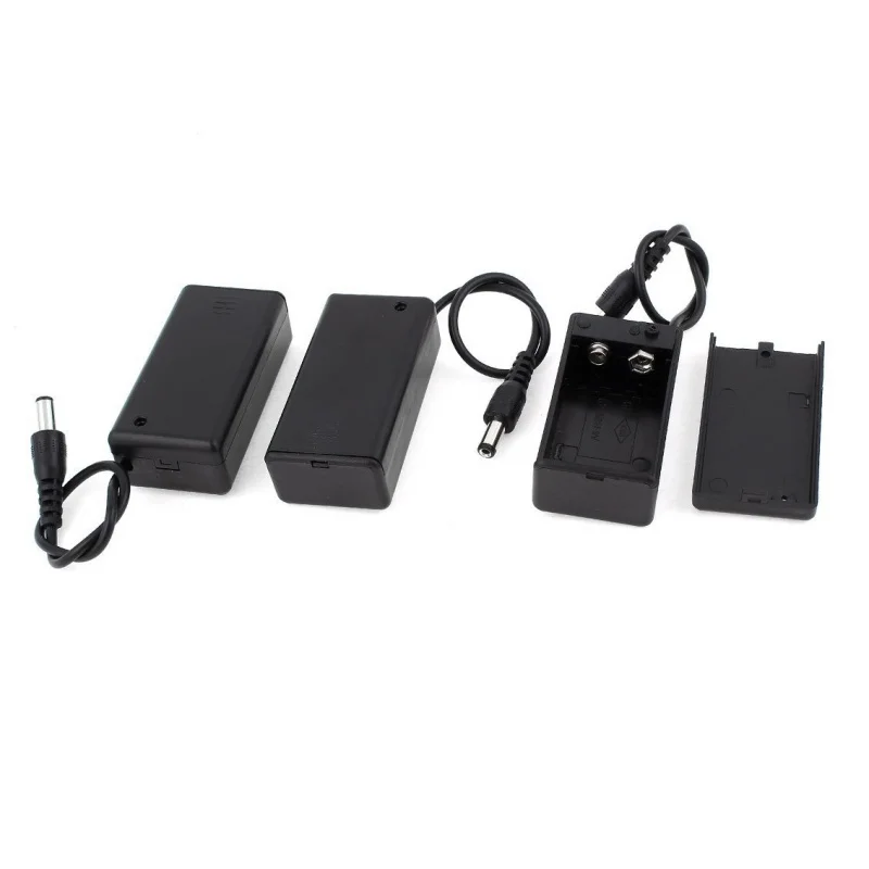 

3Pcs 9V Battery Holder Case DC 5.5mmx2.1mm Plug ON/OFF Switch w Cap