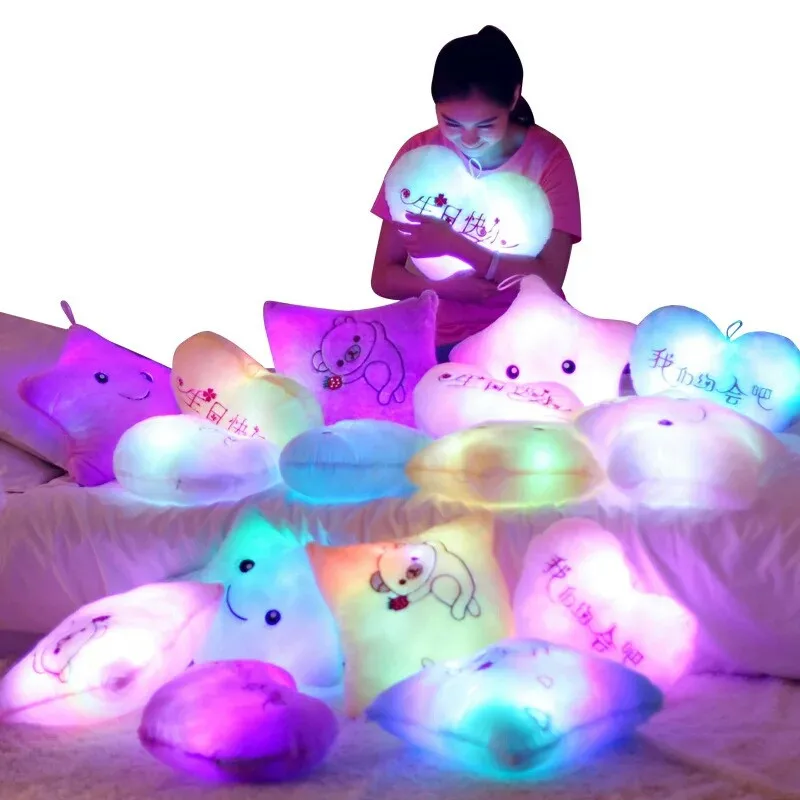 

Hot Colorful Stars,Heart,Bear Paw,kids Toys, Luminous Pillow Christmas Toys, Led Light Pillow,plush Pillow, Birthday Gift