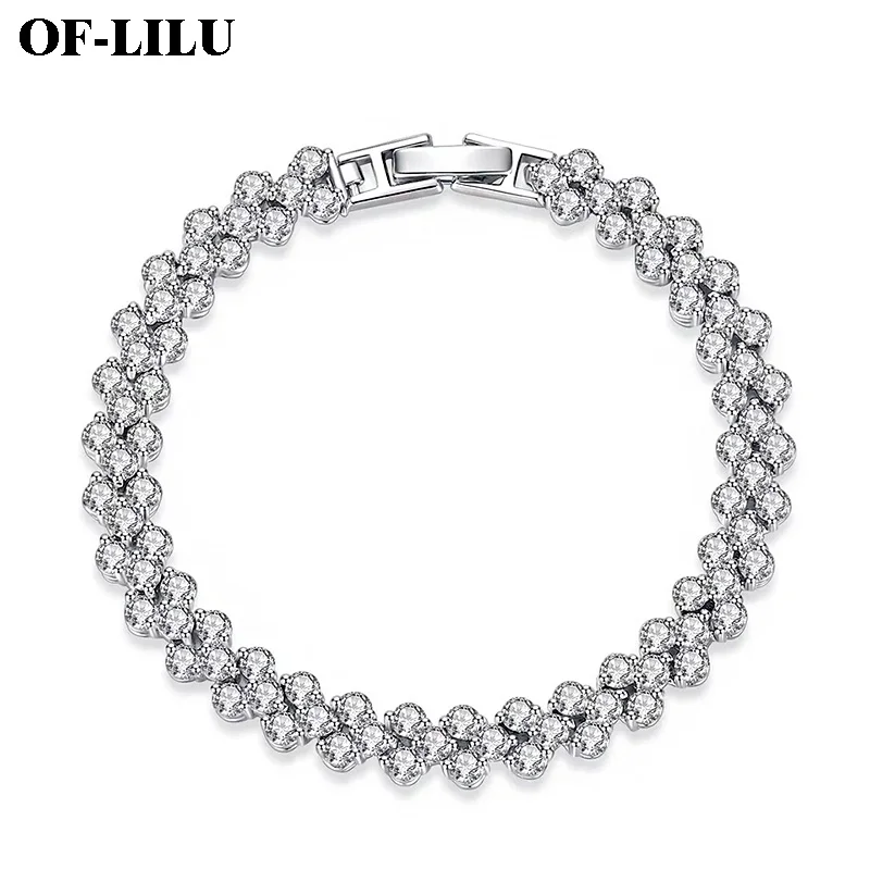 Fashion Rhinestone Natural AAA Zircon Safety Buckle Bracelet Gold Silver Rose Elegant for Women DIY Jewelry Gifts | Украшения и