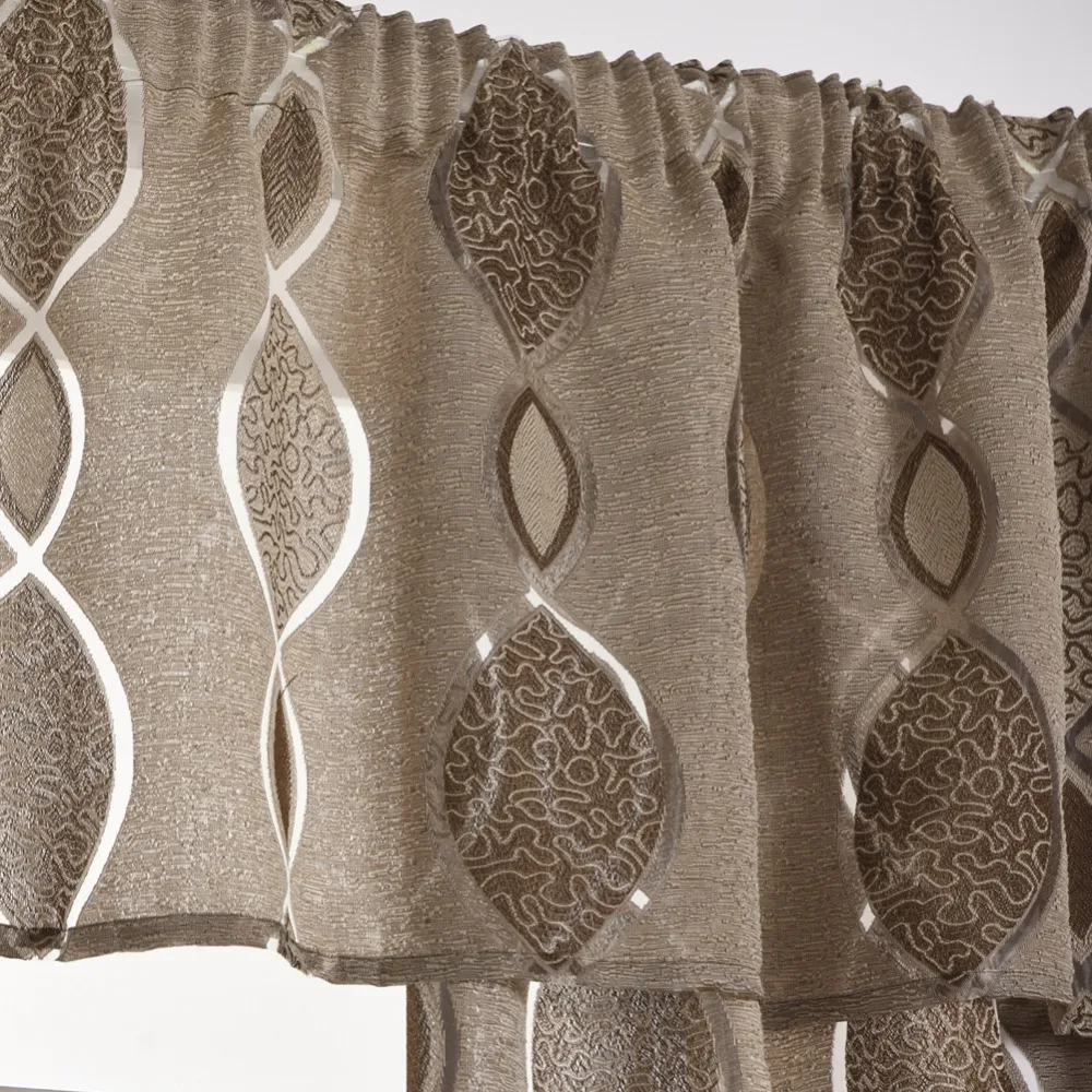 Cortina corta Jacquard valance cortina de cocina casa sala de estar puerta balcón tratamiento ventana moderna cortina geométrica