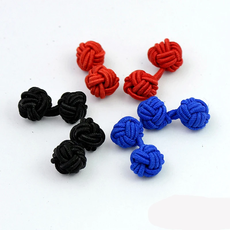 High end handmade cuff links double sides cloth knot Braided twist cufflinks French shirt suit