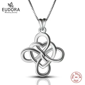 

5PCS Eudora 100% Real Pure 925 Sterling Silver Ireland Knot Necklace Silver Charm Necklaces & Pendants Women Jewelry Gift