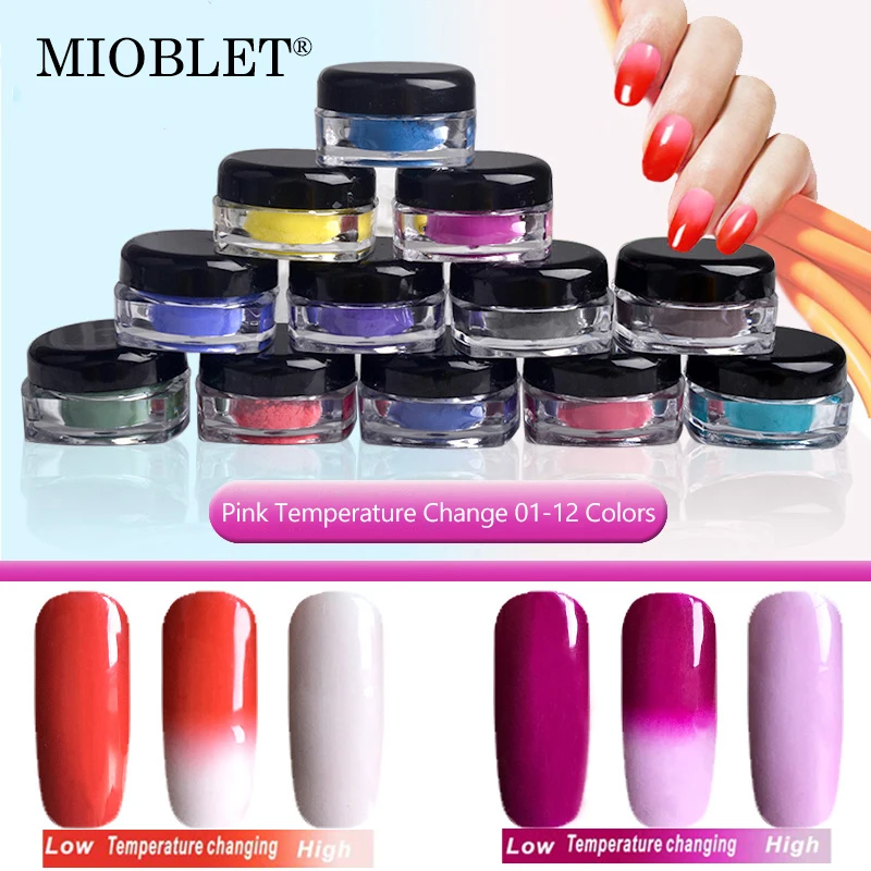 

1 Box Temperature Change Nail Glitter Mirror Powder Chrome Shiny Chameleon Nails Glitter Powder Pigment Gel Nail Polish Manicure