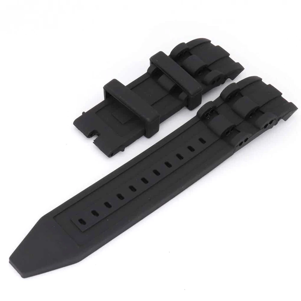 

26mm Black Waterproof Top Watchband Comfortable Exchange Replacement Silicone Rubber Band Strap For Invicta
