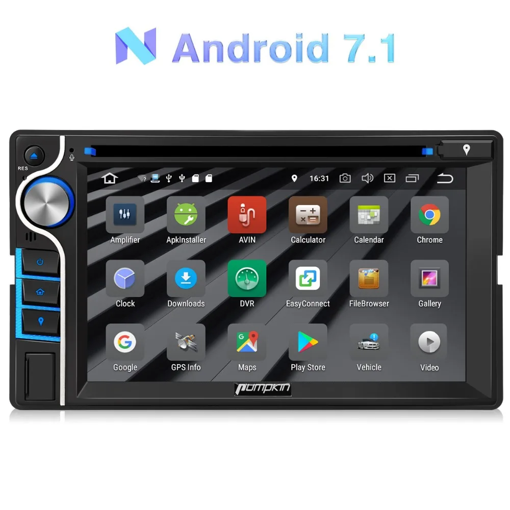 

Pumpkin 2 Din 6.2''Android 7.1 Universal Car Radio GPS Navigation 2GB RAM DAB+ Wifi 4G FM Radio Stereo Video Audio DVD Player