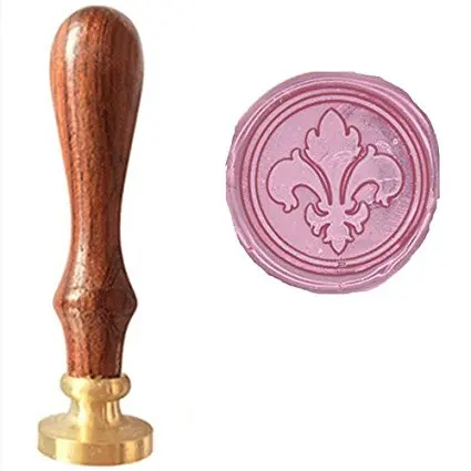 

MDLG Vintage Fancy Fleur-de-lis Picture Logo Wedding Invitation Wax Seal Sealing Stamp Rosewood Handle Set Kit (Stamp Only)