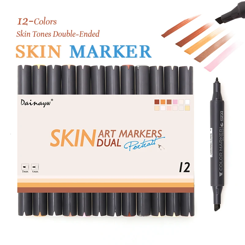 dainayw 12 colors sketch skin tones marker pen dual head art markers set for drawing manga cartoon comic skin color supplies - Skin Color Markers dainayw 12 colors sketch skin tones marker pen dual head art markers set for drawing manga cartoon comic skin color supplies - Skin Color Markers