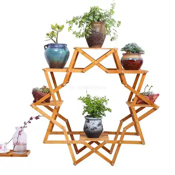 

Creative Wooden Flower Stands Artistic Storage Rack Indoor Plants Pot Organizer Display Holder for Balcony Study Bedroom Decor