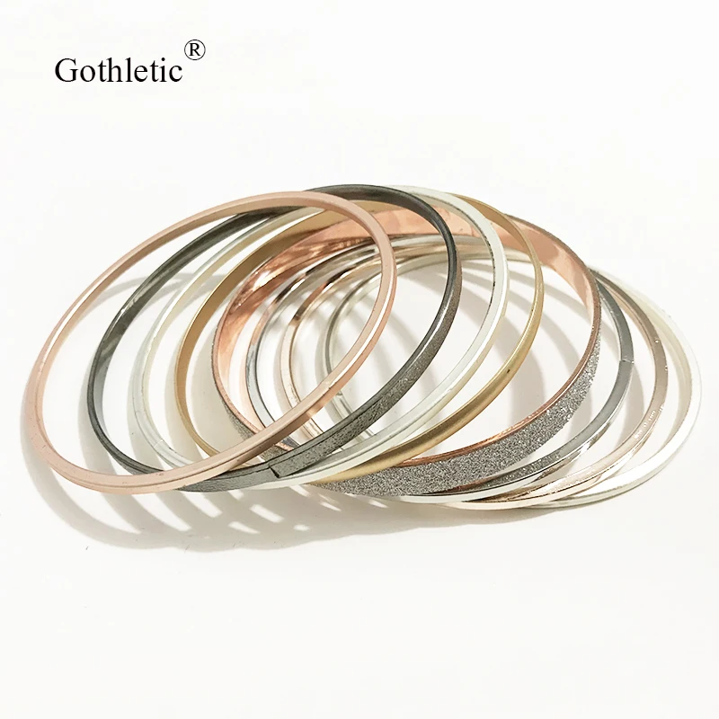 Gothletic 4/8 шт./лот матовый золотой цвет 75 мм большие металлические браслеты и браслеты многослойный браслет в индийском стиле комплект 68 мм Для женщин Модные украшения