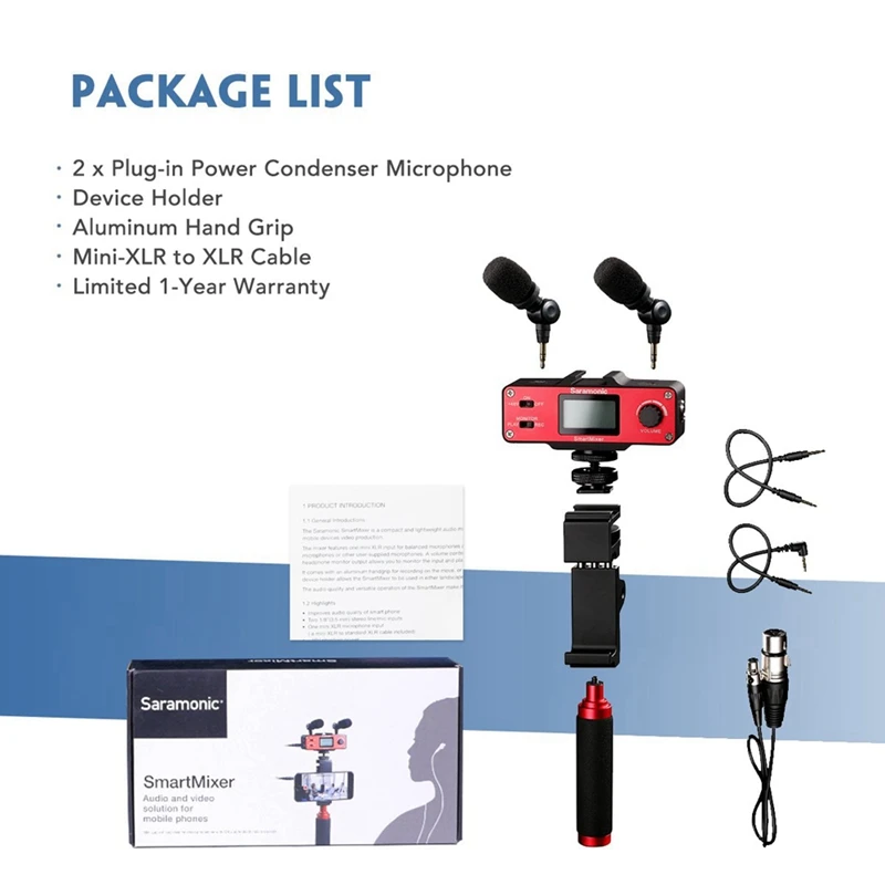  Saramonic Smartmixer Video Film Microphone Handheld Recorder Photography System for Smartphone Mobi