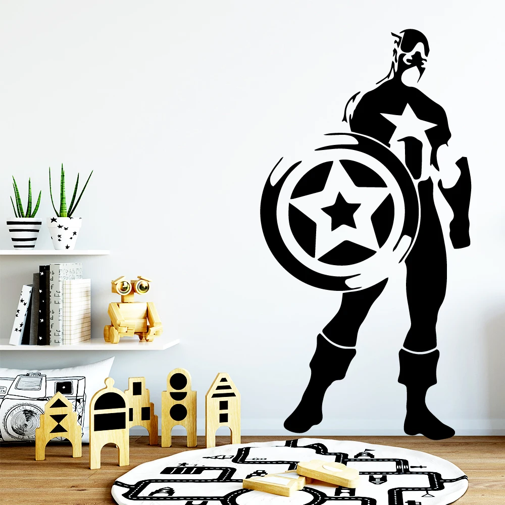 

Super Hero Vinyl Wall Sticker Wallpaper For Kids Rooms Nursery Room Decor Decoration Murals naklejki na sciane