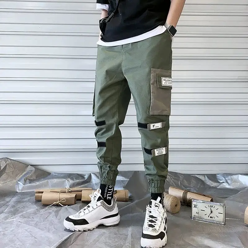 

Man Jogger Camouflage Side Pockets Loose Style Men's Sweatpants Fashion 2019 High Street Casual Pants 20 Colors