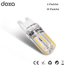 10 шт. в упаковке, G9 светодиодный светильник, 220 В, 110 В, 3 Вт, светодиодный светильник G9 с регулируемой яркостью, 64 светодиодный s, 360 градусов, кукурузный светильник, 3014 SMD, 3000 K, 4000 K, замена галогенной лампы 20 Вт