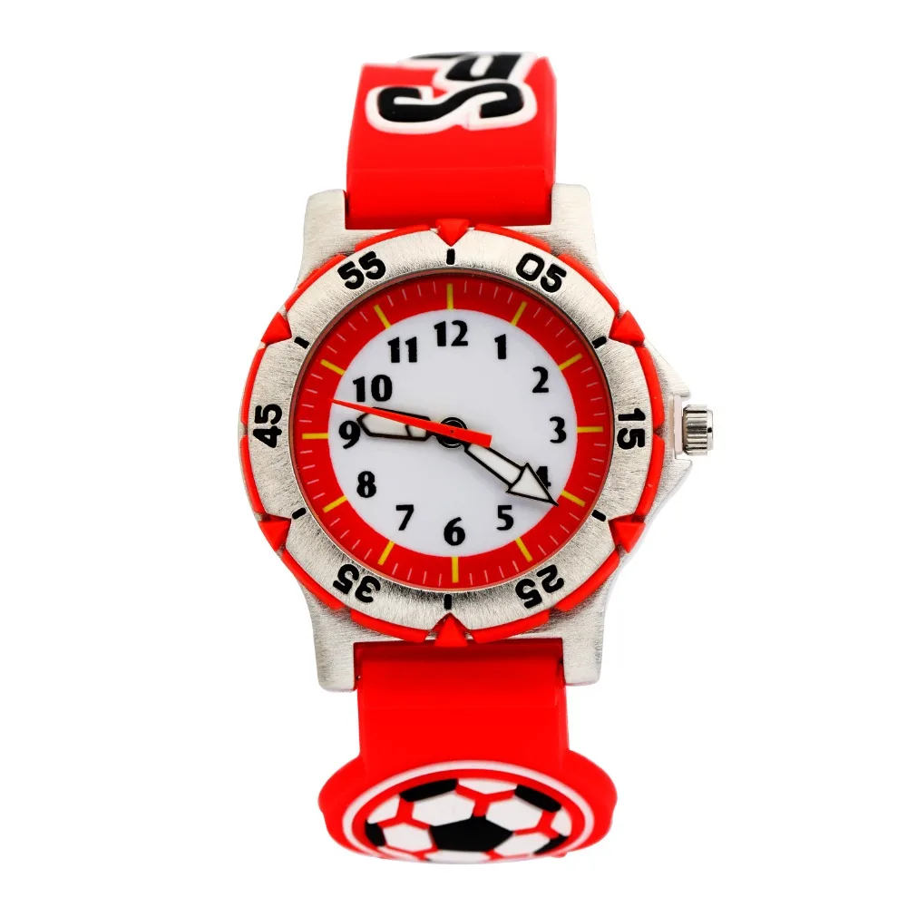 Дети силиконовые часы бренд кварцевые наручные часы для Обувь для девочек Обувь для мальчиков Водонепроницаемый малыш Часы Футбол Спорт с объемным рисунком часы 10 шт