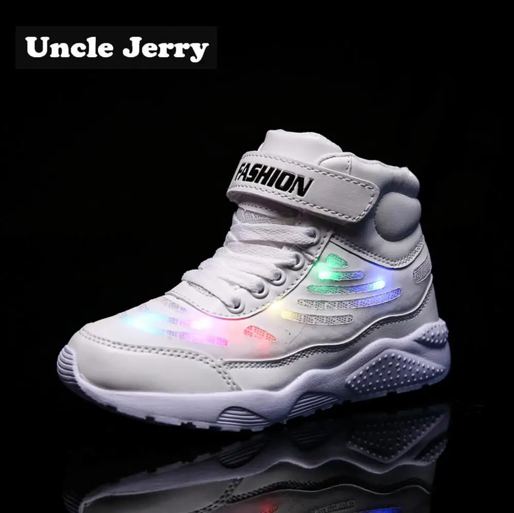 Tanie Wujek Jerry buty led dla dziecka USB chargering Light Up chłopięce buty sportowe typu sneakers dziewczyny świecące buty mody szkoła wygodne na co dzień