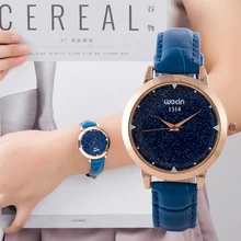 women watches Luxury Starry Ladies Watch font b Slim b font Leather Casual Quartz Analog Watches
