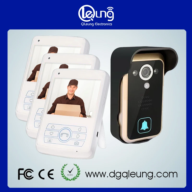 1 Camera 3 Monitor Wireless Video Door Phone Doorbell Intercom with Touch Key Camera IR Rainproof home video intercom system 1V3 ennio touch key wireless video door phone wifi doorbell wifi intercom home intercom system ir camera
