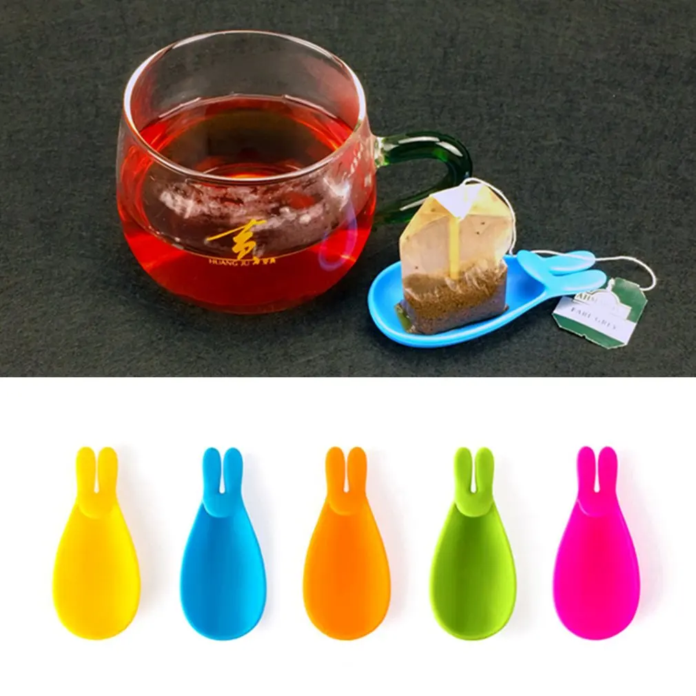 Rabbit Shape Tea Bag Holder Spoon Silicone Novelty Mug Clip Gift