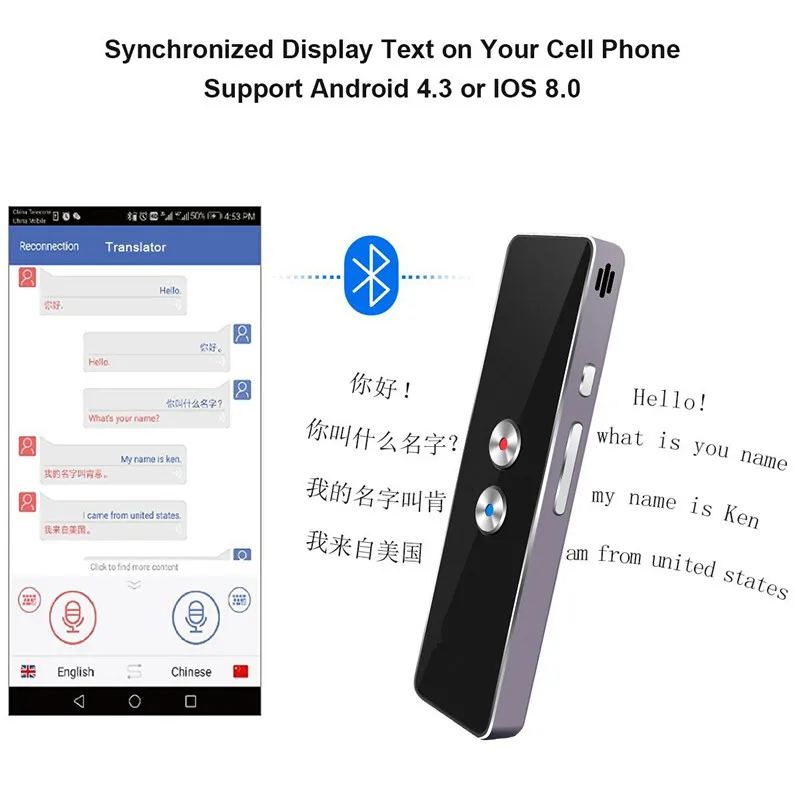Портативный Smart Voice двусторонний в режиме реального времени многоязычный перевод для обучения путешествия Конференц-Поддержка 32 языка s