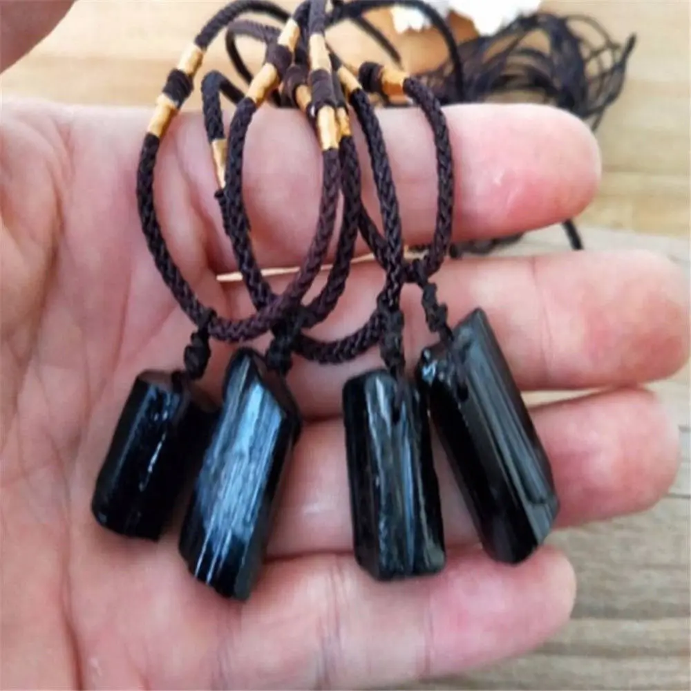 

SINDLAN Women Men Black Natural Tourmaline Stone Pendant Necklace Crystal Gem Chakra Yoga Jewelry