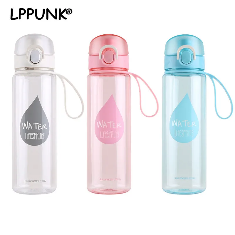 

2018 NEW bpa free 500ml Creative plastic my water portable Student Cold drink kettle fruit juice bottle with rope pop-up lid