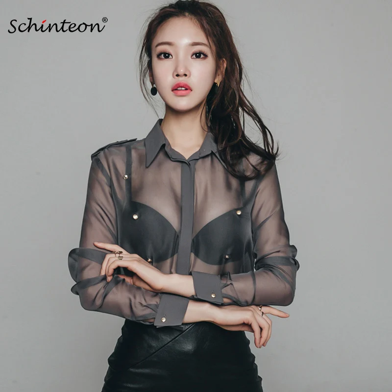 chemise transparente femme