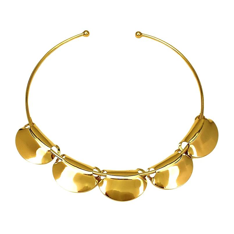 MANILAI Fashion Metal Slice Torques Chokers Necklaces For Women Alloy Big Collar Statement Geometric Necklace Jewelry
